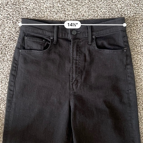 Mother The Dagger Flood Wide Leg Jeans - Bandana Hem - Black Wash - Size 29 - Picture 16 of 16